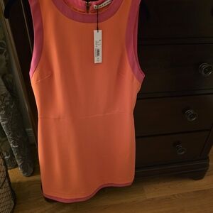 Orange and Pink Sleeveless Dress